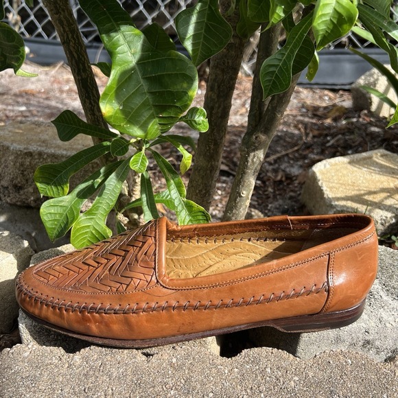 Santoni Men\'s Loafers Woven Brown Leather Made in Italy  Size 9.5 $895 Retail main image 5